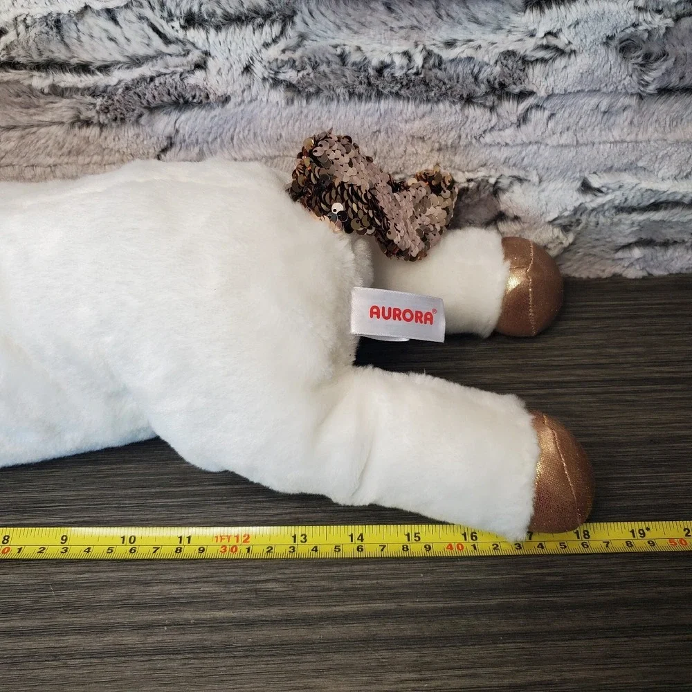 Aurora Shimmers Rose Gold Flippy Sequins White Unicorn Stuffed Animal Plush‎ 12